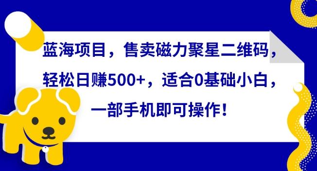 蓝海项目，售卖磁力聚星二维码，轻松日赚500+，适合0基础小白，一部手机即可操作【揭秘】-精品虚拟资源库