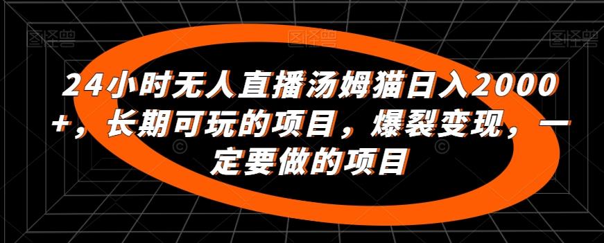 24小时无人直播汤姆猫日入2000+，长期可玩的项目，爆裂变现，一定要做的项目【揭秘】-精品虚拟资源库