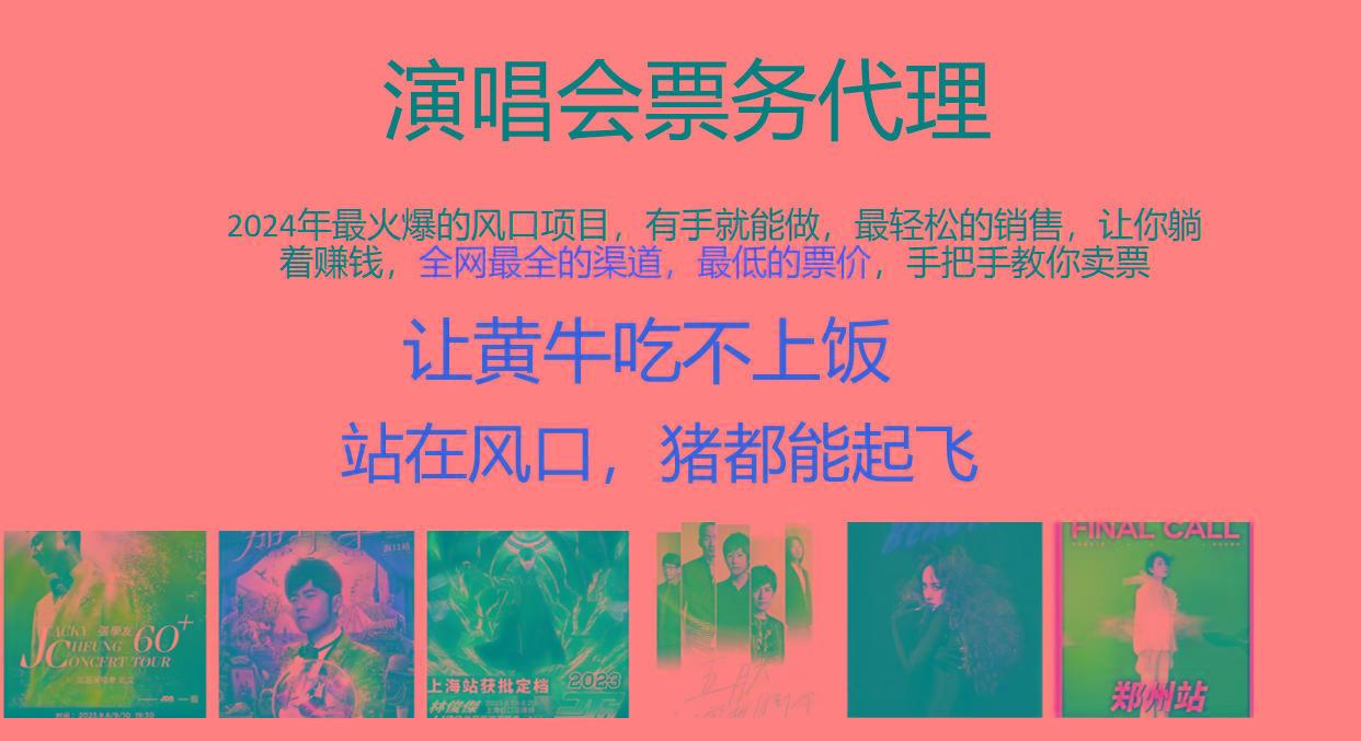 2024年最火爆风口项目，演唱会票务代理，日入2000+，一部手机就能搞定！-精品虚拟资源库