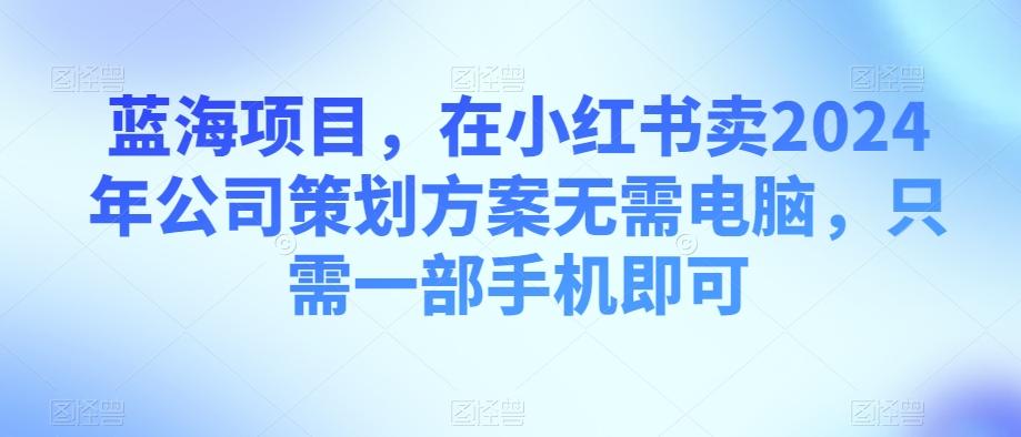 蓝海项目，在小红书卖2024年公司策划方案无需电脑，只需一部手机即可-精品虚拟资源库