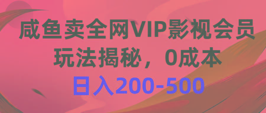 咸鱼卖全网VIP影视会员，玩法揭秘，0成本日入200-500-精品虚拟资源库