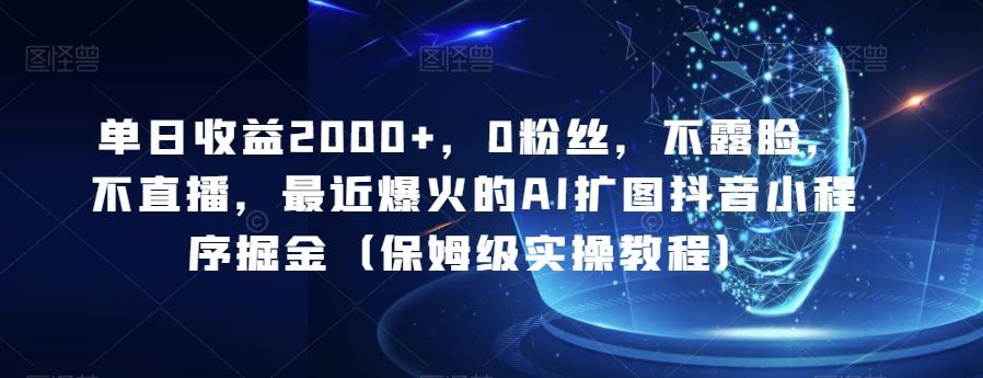 单日收益2000+，0粉丝，不露脸，不直播，最近爆火的AI扩图抖音小程序掘金（保姆级实操教程）-精品虚拟资源库