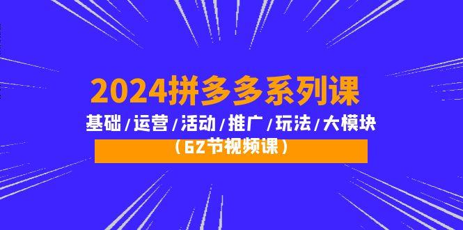 (10019期)2024拼多多系列课：基础/运营/活动/推广/玩法/大模块(62节视频课)-精品虚拟资源库