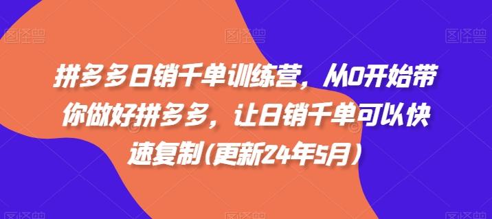 拼多多日销千单训练营，从0开始带你做好拼多多，让日销千单可以快速复制(更新24年5月)-精品虚拟资源库