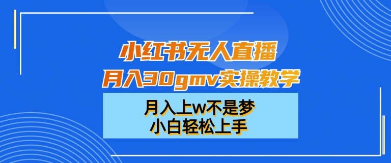 小红书无人直播月入30gmv实操教学，月入上w不是梦，小白轻松上手【揭秘】-精品虚拟资源库