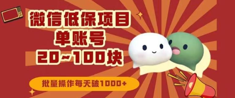 微信领低保单账号20元-100元，批量操作每天破1000+-精品虚拟资源库