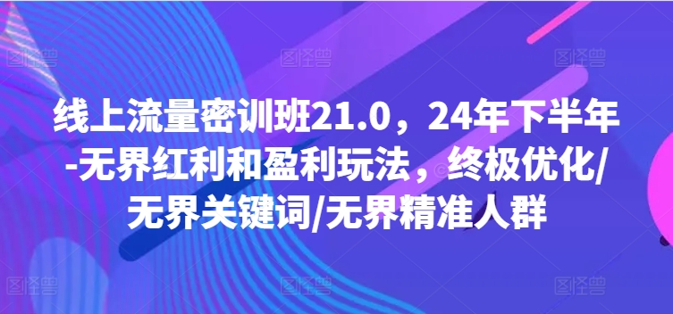 线上流量密训班21.0，24年下半年-无界红利和盈利玩法，终极优化/无界关键词/无界精准人群-精品虚拟资源库