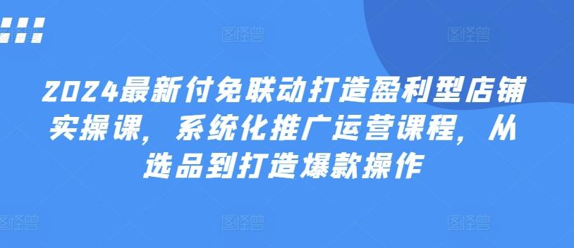 2024最新付免联动打造盈利型店铺实操课，​系统化推广运营课程，从选品到打造爆款操作-精品虚拟资源库
