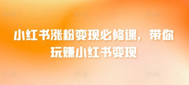 小红书涨粉变现必修课，带你玩赚小红书变现-精品虚拟资源库