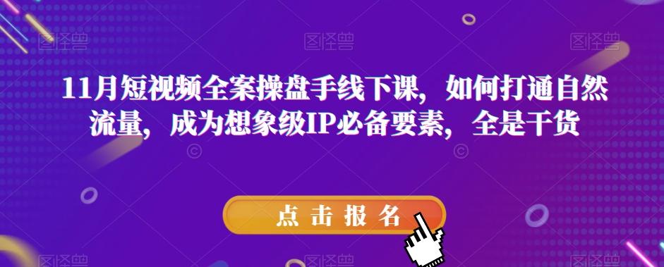 11月短视频全案操盘手线下课，如何打通自然流量，成为想象级IP必备要素，全是干货-精品虚拟资源库