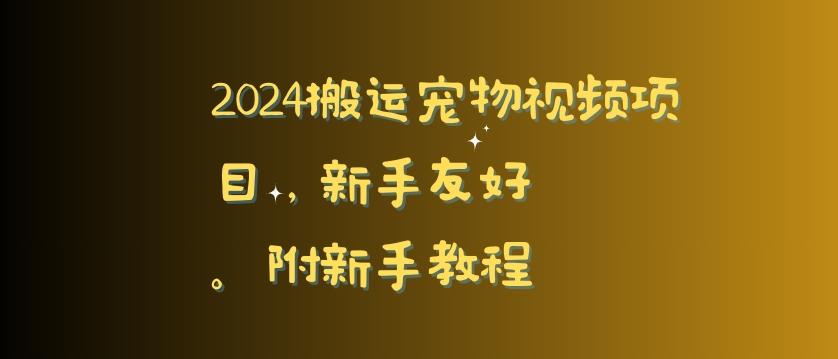 2024搬运宠物视频项目，新手友好，完美去重，附新手教程【揭秘】-精品虚拟资源库
