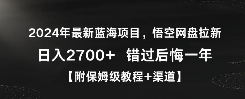 2024年最新蓝海项目，悟空网盘拉新，日入2700+错过后悔一年【附保姆级教程+渠道】【揭秘】-精品虚拟资源库