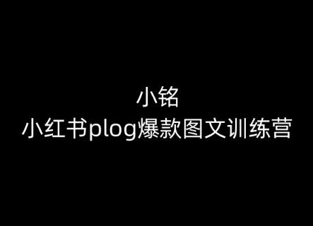 小铭-小红书plog爆款图文训练营，教你从0-1做小红书-精品虚拟资源库