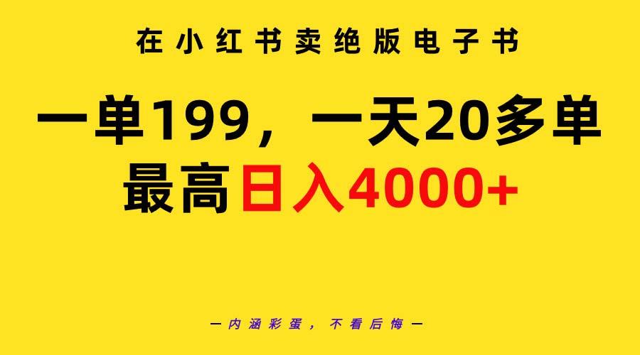 (9401期)在小红书卖绝版电子书，一单199 一天最多搞20多单，最高日入4000+教程+资料-精品虚拟资源库