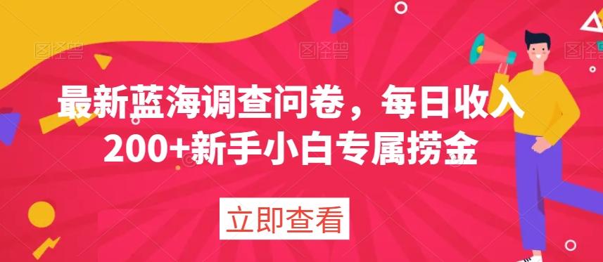 最新蓝海调查问卷，每日收入200+新手小白专属捞金-精品虚拟资源库