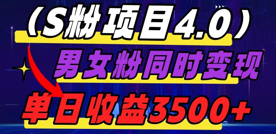 S粉项目4.0，男女粉通吃，男女粉同时变现，单日收益3500+-精品虚拟资源库