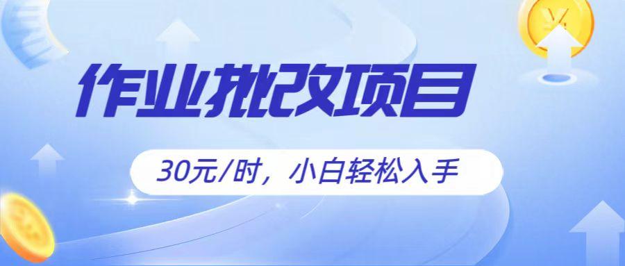 作业批改项目30元/时，简单小白轻松入手，非常适合兼职-精品虚拟资源库