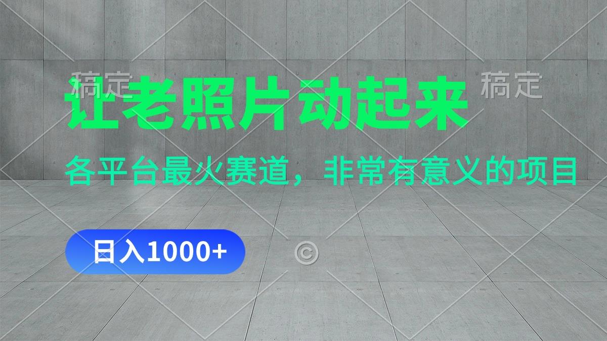 让老照片动起来，一天变现1000+，各平台最火赛道，看完就会-精品虚拟资源库