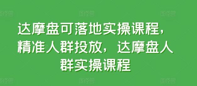 达摩盘可落地实操课程，精准人群投放，达摩盘人群实操课程-精品虚拟资源库
