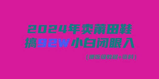 (9329期)2024年卖莆田鞋，搞了92W，小白闭眼操作！-精品虚拟资源库
