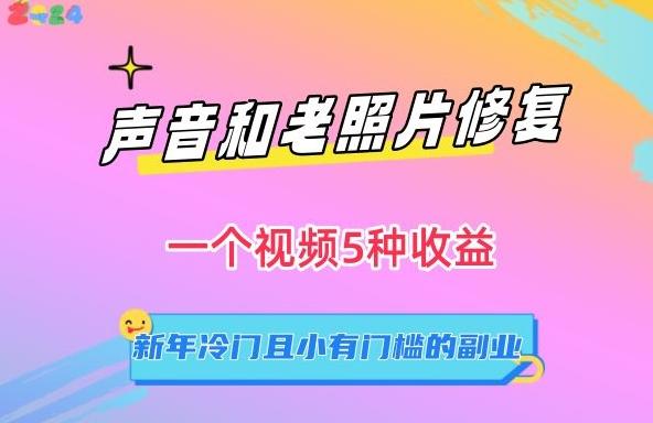 声音和老照片修复，一个视频5种收益，新年冷门且小有门槛的副业【揭秘】-精品虚拟资源库
