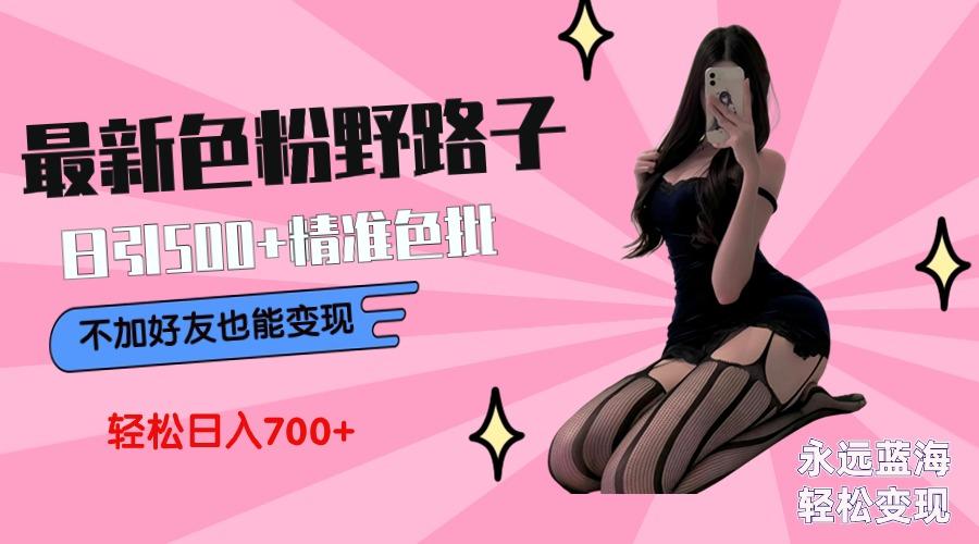 最新色粉变现野路子，日引500+老色批 可不加好友直接变现 小白轻松日入700+-精品虚拟资源库