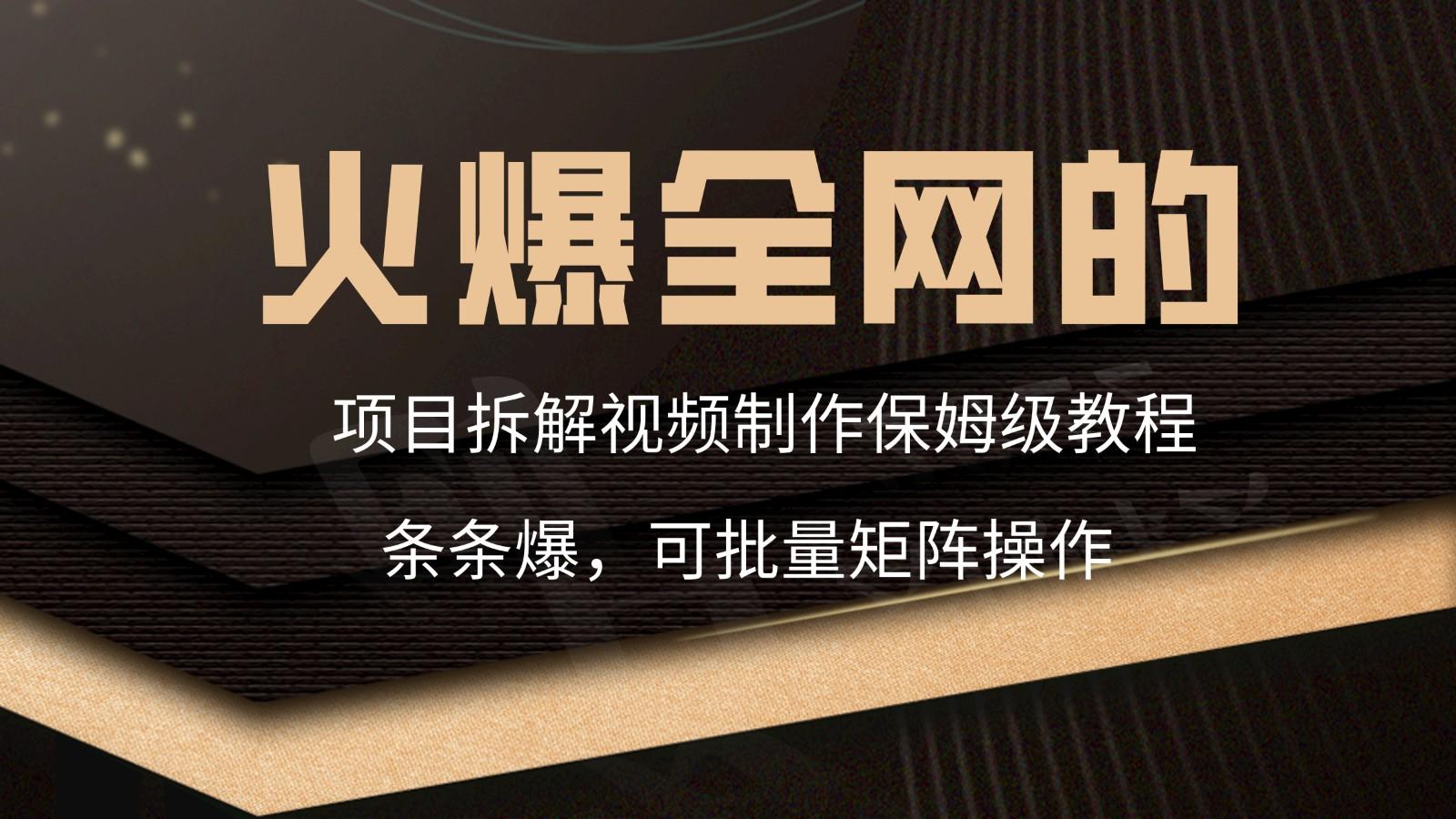 火爆全网的项目拆解类视频如何制作，条条爆，保姆级教程-精品虚拟资源库