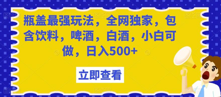 瓶盖最强玩法，全网独家，包含饮料，啤酒，白酒，小白可做，日入500+【揭秘】-精品虚拟资源库