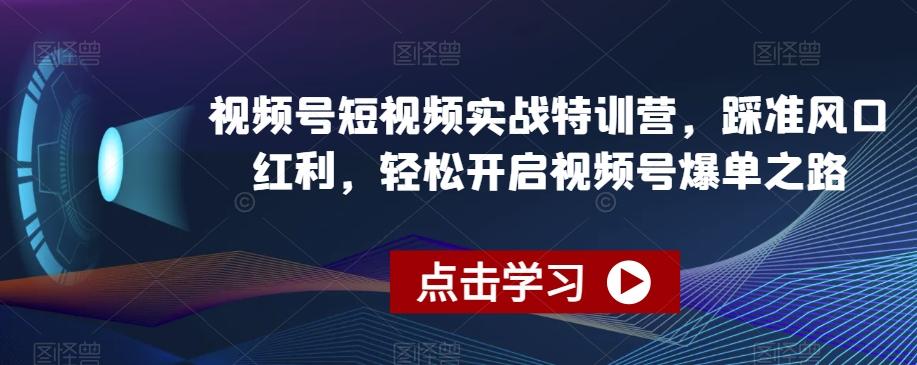 视频号短视频实战特训营，踩准风口红利，轻松开启视频号爆单之路-精品虚拟资源库