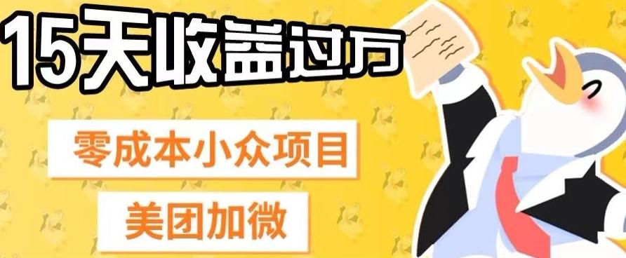 零成本小众项目，美团加微，一单4.5+，15天已经有人赚上万收益-精品虚拟资源库