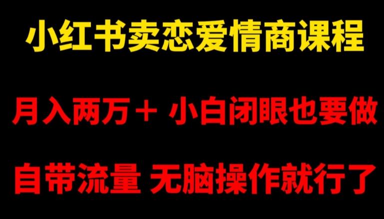 小红书卖恋爱情商课程，月入两万＋，小白闭眼也要做，自带流量，无脑操作就行了【揭秘】-精品虚拟资源库