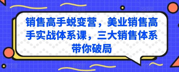 销售高手蜕变营，美业销售高手实战体系课，三大销售体系带你破局-精品虚拟资源库