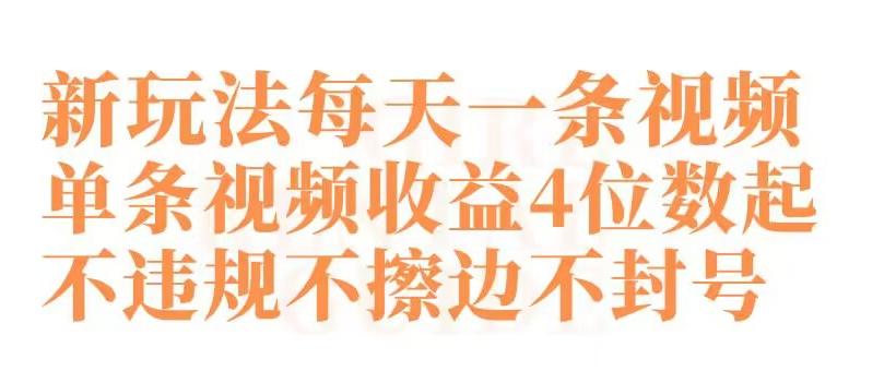 快手新玩法每天一条视频单条视频收益4位数起不违规不擦边不封号【揭秘】-精品虚拟资源库