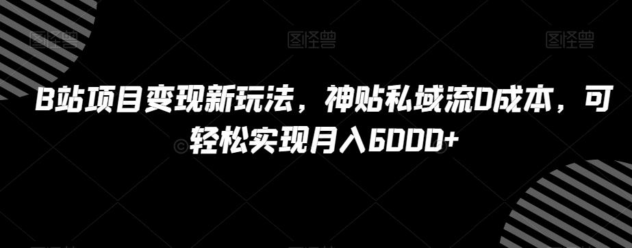 B站项目变现新玩法，神贴私域流0成本，可轻松实现月入6000+【揭秘】-精品虚拟资源库