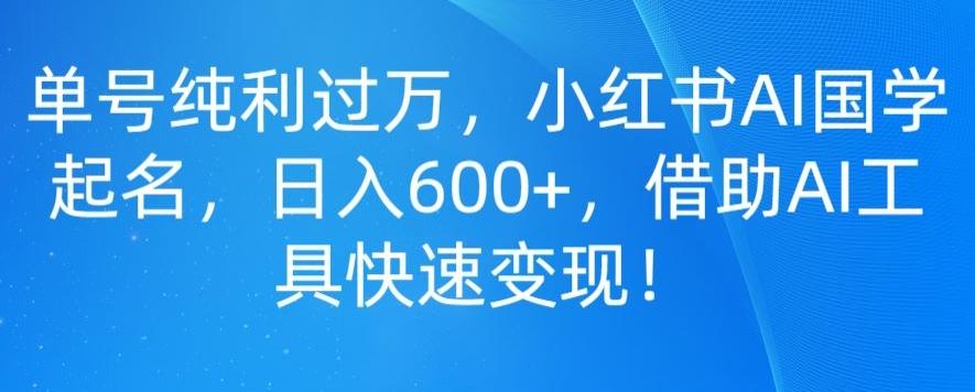 单号纯利过万，小红书AI国学起名，日入600+，借助AI工具快速变现-精品虚拟资源库