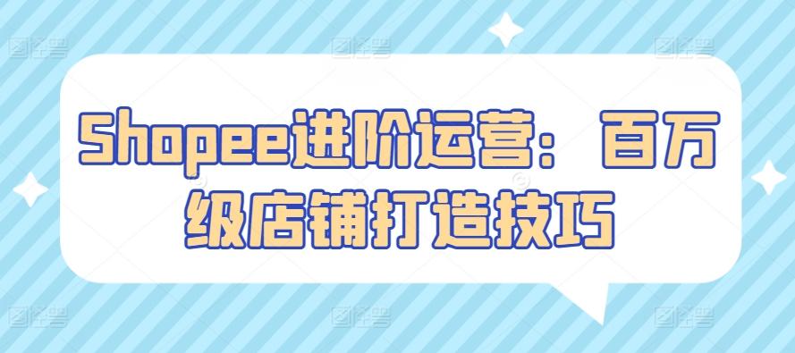 Shopee进阶运营：百万级店铺打造技巧-精品虚拟资源库