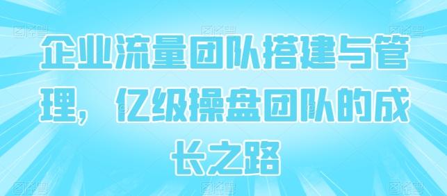 企业流量团队搭建与管理，亿级操盘团队的成长之路-精品虚拟资源库