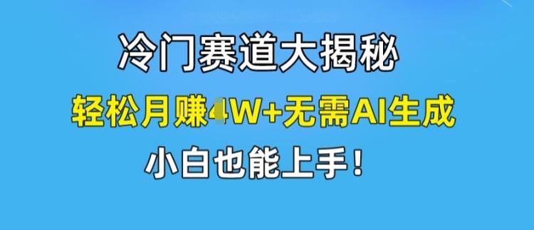 冷门赛道大揭秘，轻松月赚1W+无需AI生成，小白也能上手【揭秘】-精品虚拟资源库