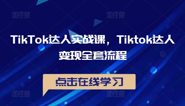 TikTok达人实战课，Tiktok达人变现全套流程-精品虚拟资源库