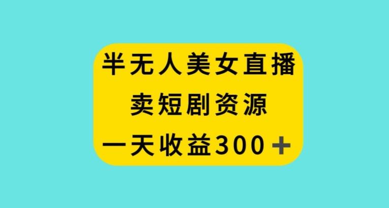 半无人美女直播，卖短剧资源，一天收益300+【揭秘】-精品虚拟资源库