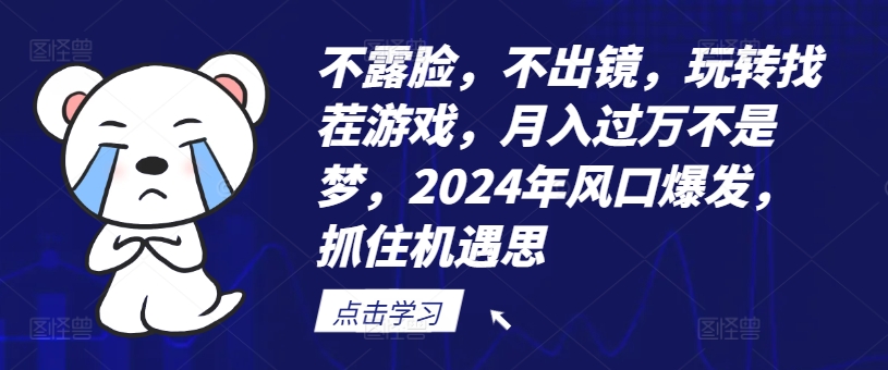 不露脸，不出镜，玩转找茬游戏，月入过万不是梦，2024年风口爆发，抓住机遇【揭秘】-精品虚拟资源库