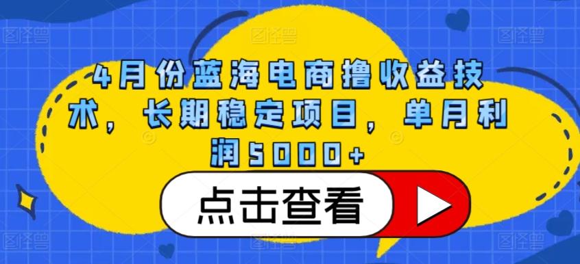 4月份蓝海电商撸收益技术，长期稳定项目，单月利润5000+【揭秘】-精品虚拟资源库