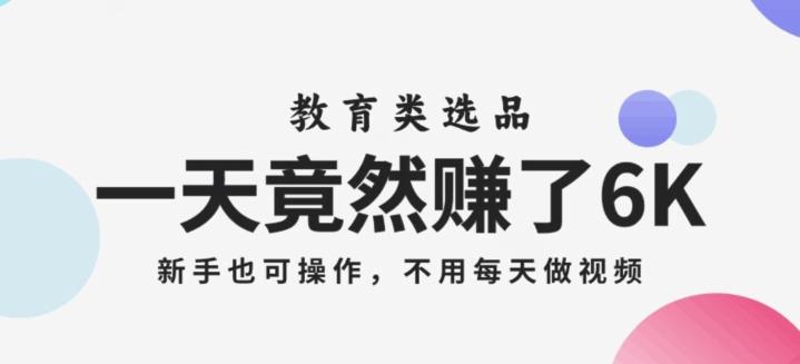 一天竟然赚了6000多，教育类选品，新手也可操作，更不用每天做短视频【揭秘】-精品虚拟资源库