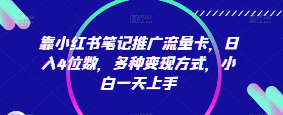 靠小红书笔记推广流量卡，日入4位数，多种变现方式，小白一天上手-精品虚拟资源库