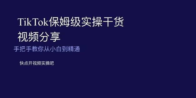 TikTok保姆级实操干货视频分享，手把手教你从小白到精通-精品虚拟资源库