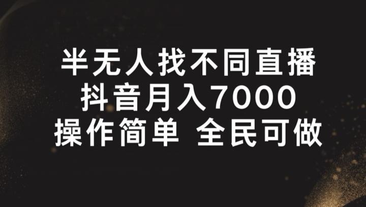 半无人找不同直播，月入7000+，操作简单 全民可做【揭秘】-精品虚拟资源库