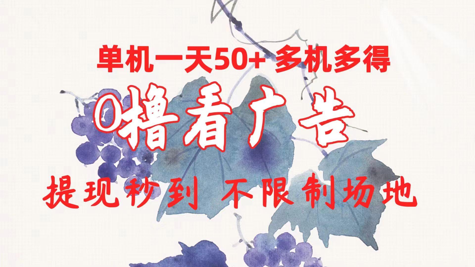 0撸看广告 单机一天50+多机多得 提现秒到 不限制场地操作-精品虚拟资源库