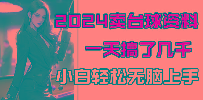 2024卖台球资料，一天搞了几千，小白轻松无脑上手-精品虚拟资源库