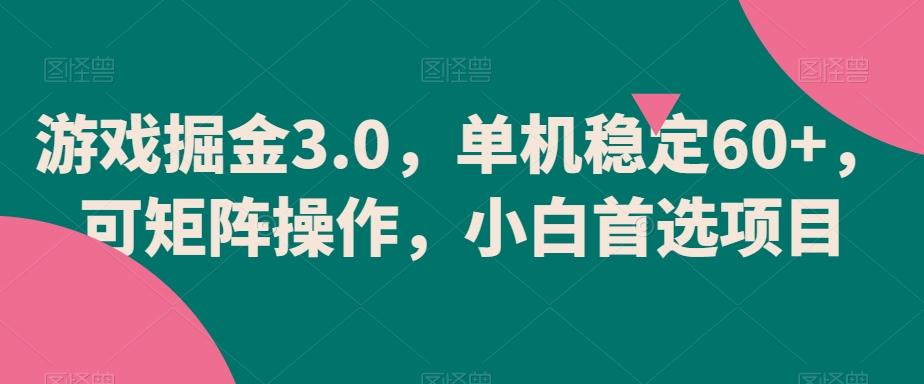 游戏掘金3.0，单机稳定60+，可矩阵操作，小白首选项目【揭秘】-精品虚拟资源库