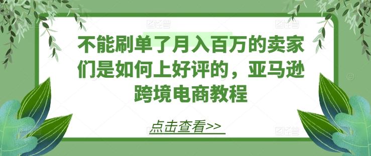 不能刷单了月入百万的卖家们是如何上好评的，亚马逊跨境电商教程-精品虚拟资源库
